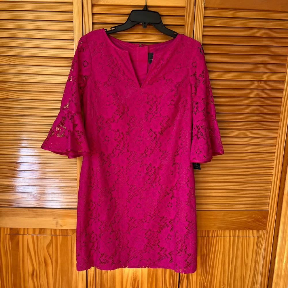 Magenta lace Bell sleeve Adrianna Papell dress